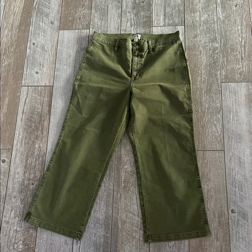 Olive Green Wide-Leg Pants